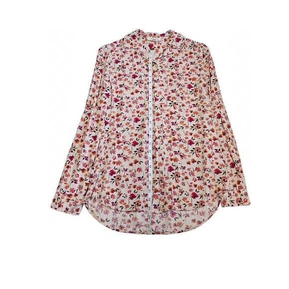 Beach Lunch Lounge Floral Button Down Shirt - Pink Orange Cream Brown Mulitcolor - Picture 7 of 13